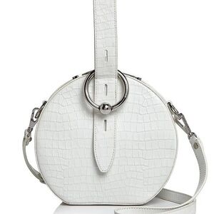 Rebecca Minkoff Kate round Elegant White Croc-Embossed Crossbody Bag